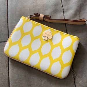 Kate Spade Yellow and White Lemon Zip Wristlet